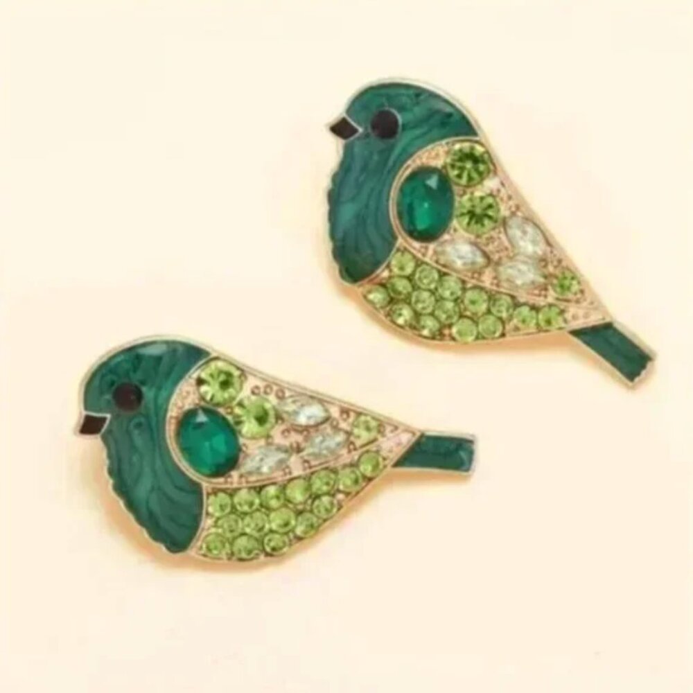 ⭐️❤️ FREE Bird Rhinestone Chick Animal Chic Glam Elegant Party Shimmer Earrings